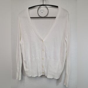 Joseph A White V-Neck Button Cardigan Womens Size XL Front Detailed Hem